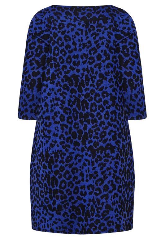 YOURS LONDON Plus Size Blue Animal Print Jacquard Knitted Pocket Dress | Yours Clothing 7