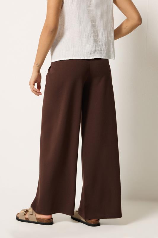 PixieGirl Petite Women's Chocolate Brown Scuba Wide Leg Trousers | PixieGirl 2