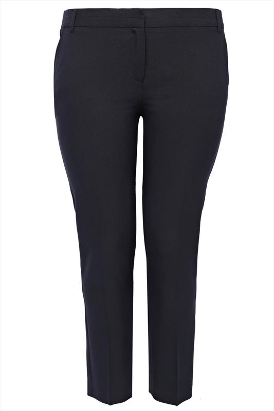 Black Slim Leg Trousers With Stretch Waist Plus Size 16 to 32 | Yours ...