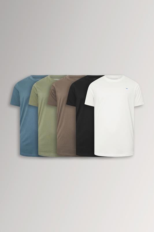  BadRhino Big & Tall LOT DE 5 t-shirts noir/vert/blanc guimauve/marron/bleu