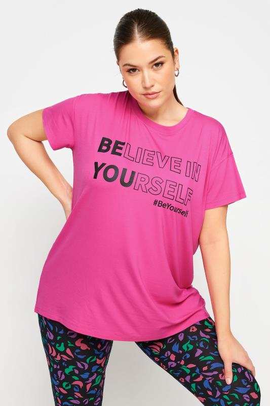  YOURS ACTIVE Curve Pink 'Believe In Yourself' Top