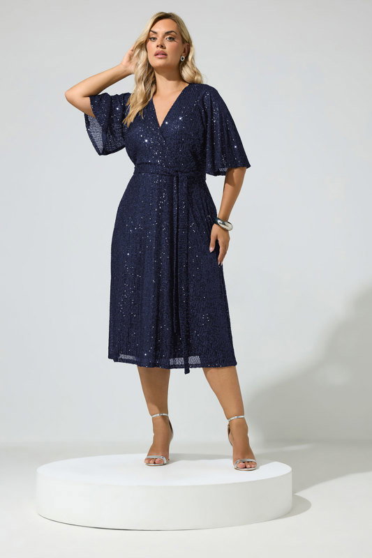 blue sequin wrap dress Yours London Women's Plus Size Navy Size 16 Mini dress Size:18-24m formal dress pattern Lilly Pulitzer Women's Sydnee The dress features a