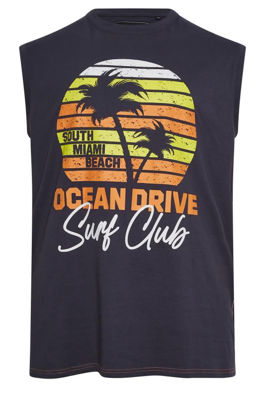 KAM Big & Tall Navy Blue Miami 'Ocean Drive' Printed T-Shirt | BadRhino  3