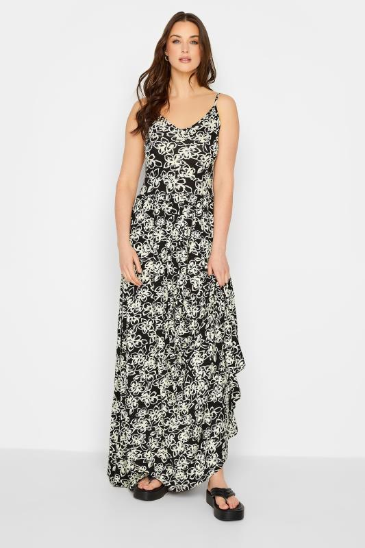 LTS Tall Women's Black Floral Strappy Maxi Dress | Long Tall Sally 1