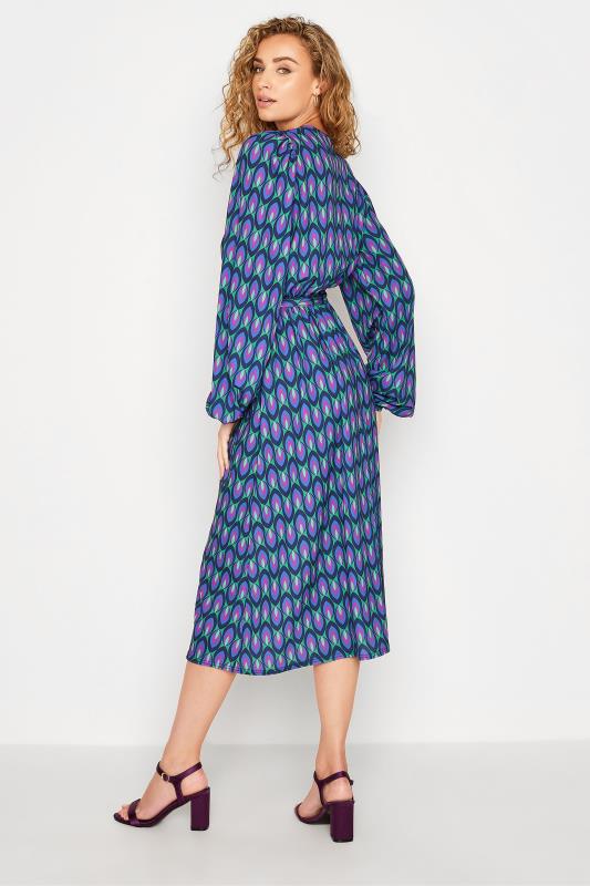 LTS Tall Blue Geometric Print Wrap Dress 3