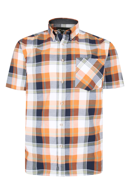 KAM Big & Tall Orange Large Check Print Shirt 2