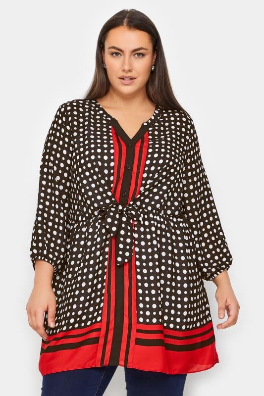 Evans Black Staci Tie Print Shirt 1