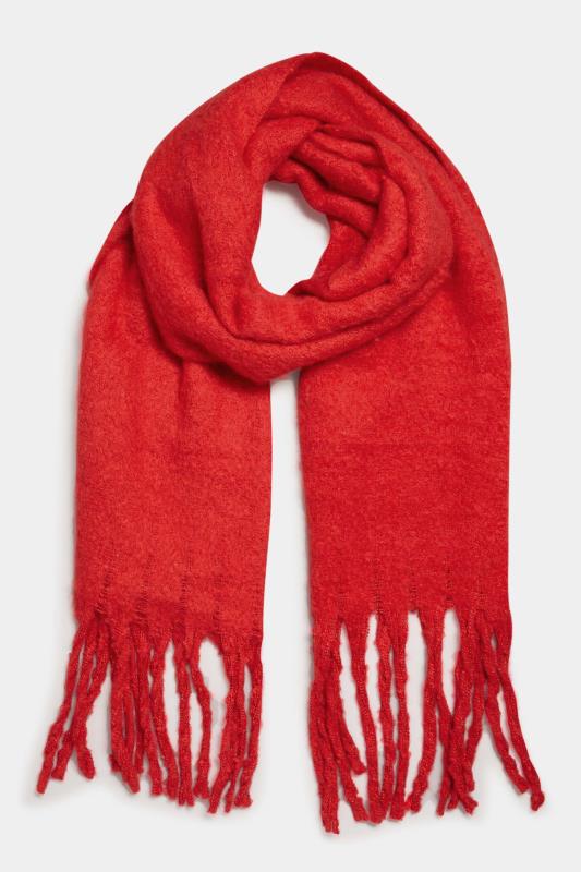 Red Super Soft Chunky Tassel Scarf | Yours Clothing 2