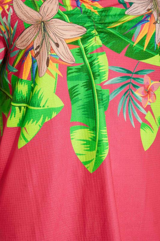 Plus Size Pink Tropical Print Bardot Top | Yours Clothing 5