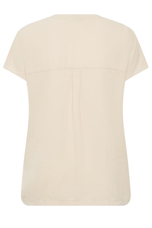 Yours Curve Plus Size Beige Brown V-Neck Shirt | Yours Clothing  7