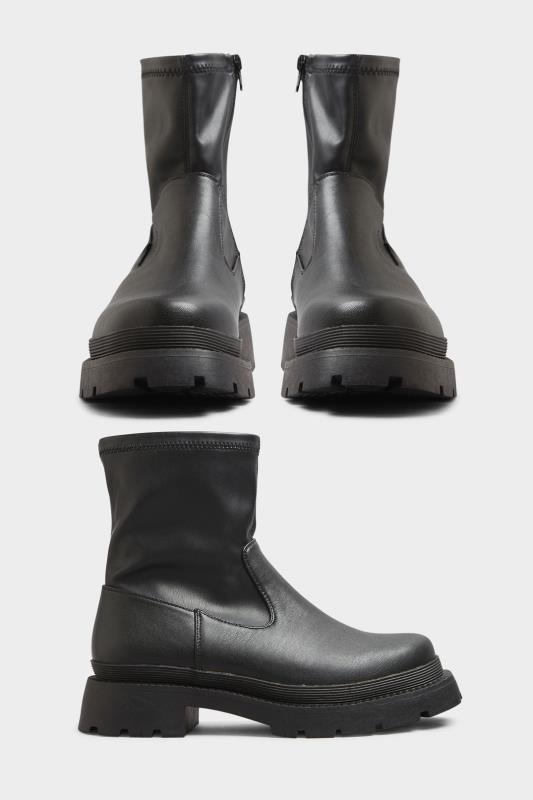 LIMITED COLLECTION Black Chunky Sock Boots In Extra Wide EEE Fit 2