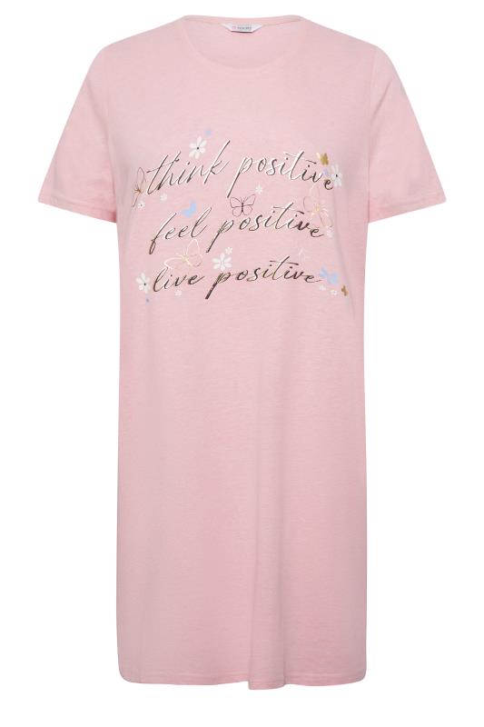 YOURS Plus Size Pink 'Positivity' Dipped Hem Nightdress | Yours Clothing 5