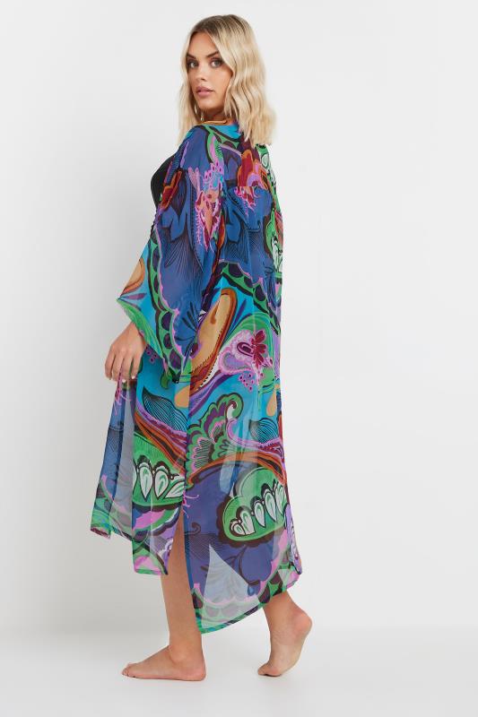 YOURS Plus Size Blue Abstract Print Beach Shirt | Yours Clothing 4