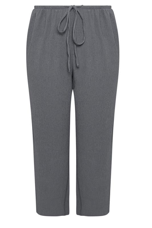 YOURS Plus Size Grey Textured Wide Leg Trousers | Yours Clothing 5