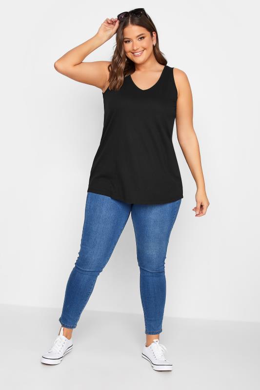 YOURS Plus Size Black Bar Back Vest Top | Yours Clothing  2