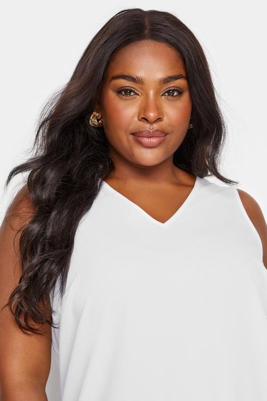 YOURS Plus Size White V-Neck Vest Top | Yours Clothing 4