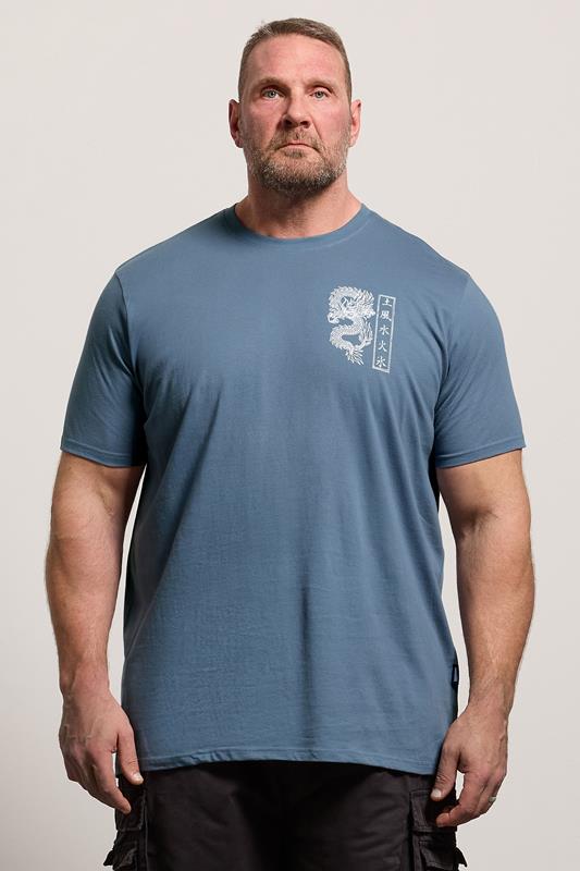  BadRhino T-shirt extra-long bleu à imprimé dragon Big & Tall