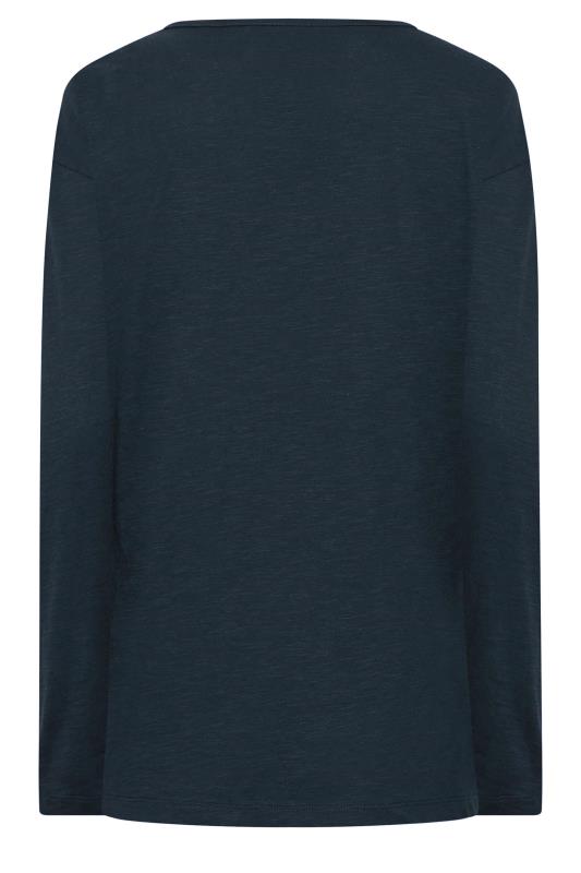 LTS Tall Blue V-Neck Long Sleeve Cotton T-Shirt | Long Tall Sally 6