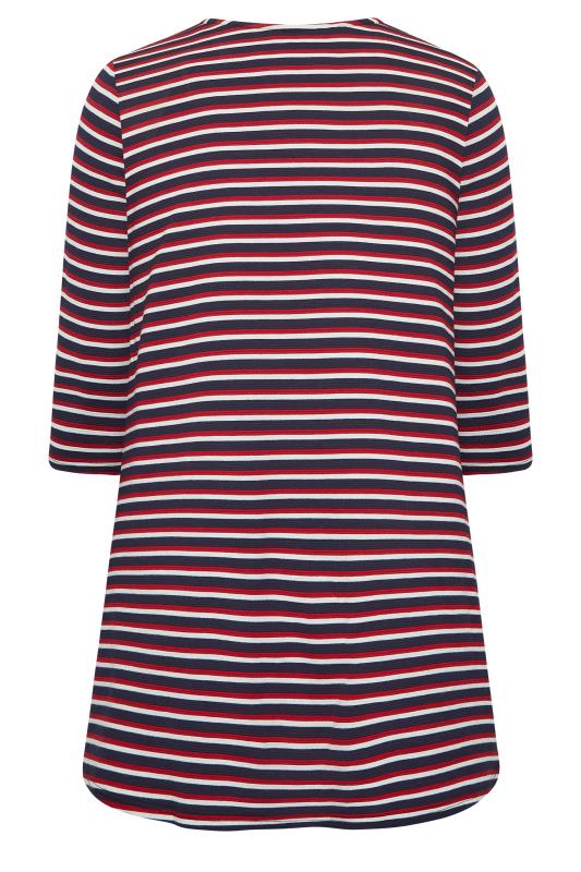 YOURS Plus Size Navy Blue Stripe Top | Yours Clothing 6