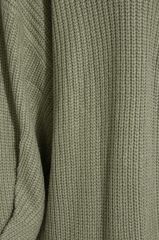 Plus Size Sage Green Pleat Sleeve Knitted Cardigan | Yours Clothing 5