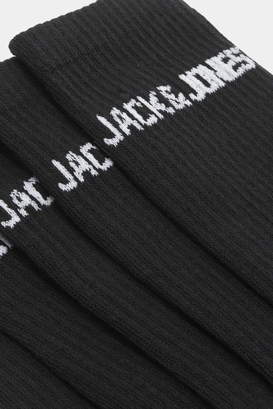 JACK & JONES Big & Tall 5 PACK Black Logo Tennis Socks | BadRhino 3