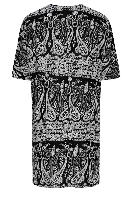 Plus Size Black Paisley Print Longline Kimono Cardigan | Yours Clothing  7
