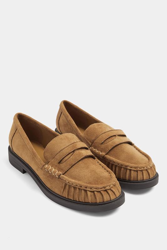  Mocasines color camel de gamuza sintética con ajuste EEE ancho