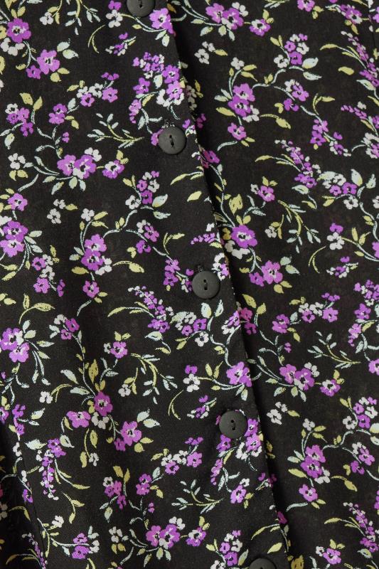 EVANS Plus Size Black & Purple Floral Print Midi Dress | Evans 8
