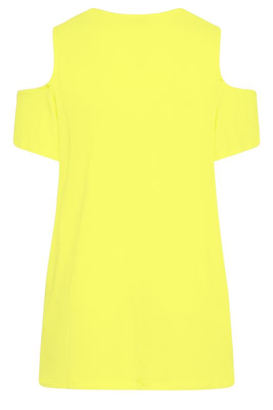 Plus Size Yellow Crochet Neckline Cold Shoulder Top | Yours Clothing 7