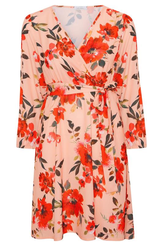 YOURS LONDON Plus Size Pink Floral Print Wrap Dress | Yours Clothing 6