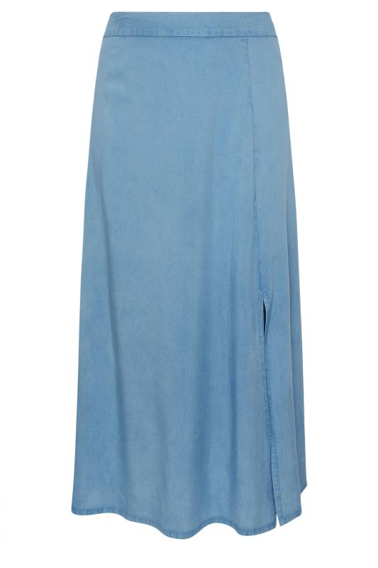 YOURS Plus Size Blue Chambray Maxi Skirt | Yours Clothing 2