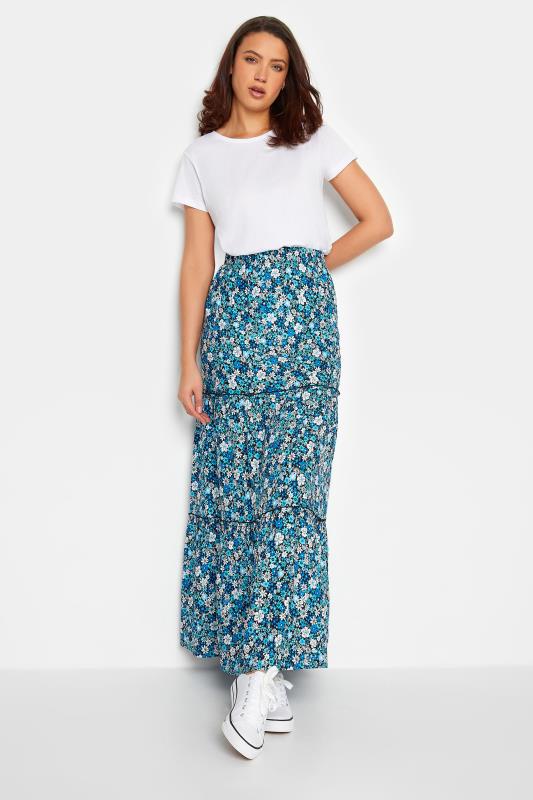 LTS Tall Women's Blue Ditsy Tiered Maxi Skirt | Long Tall Sally  2