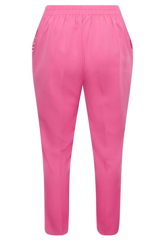 YOURS Plus Size Curve Bright Pink Darted Waist Tapered Trousers | Yours Clothing  6