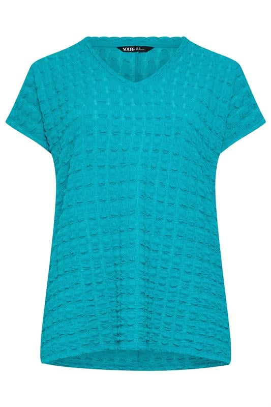 YOURS Plus Size Teal Blue Bubble Textured T-Shirt | Yours Clothing 5