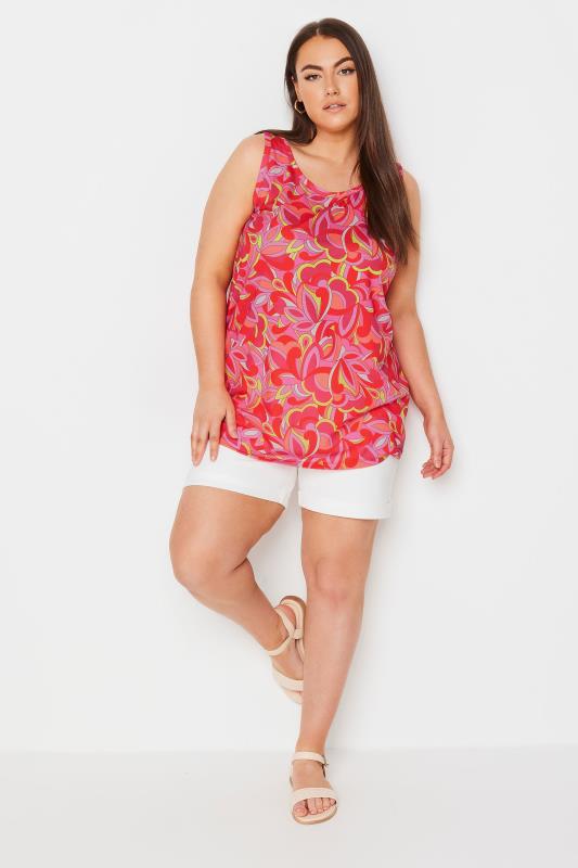 YOURS Plus Size Pink Abstract Floral Print Vest Top | Yours Clothing 2