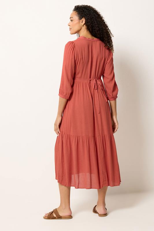 M&Co Orange Tiered Half Placket Maxi Dress | M&Co 2
