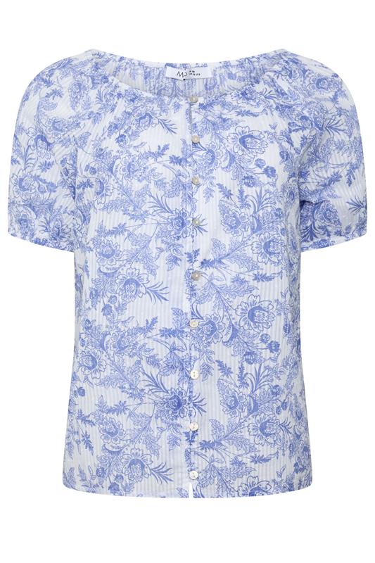 M&Co Blue Floral Print Dobby Blouse | M&Co 5
