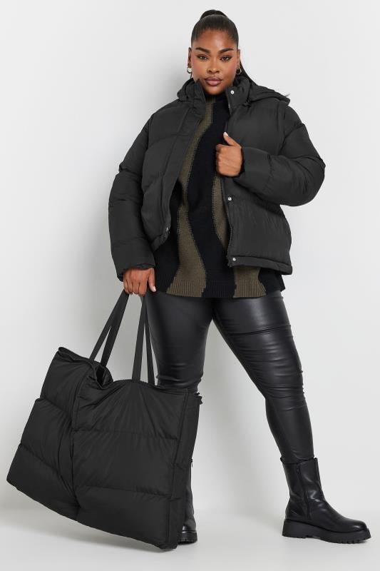 YOURS Curve Black 5-In-1 Padded Longline Puffer Coat | Yours Clothing 8