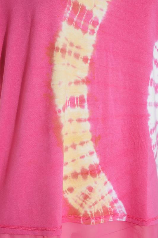 Plus Size Pink Tie Dye Grown On Sleeve Top | Yours Clothing 4