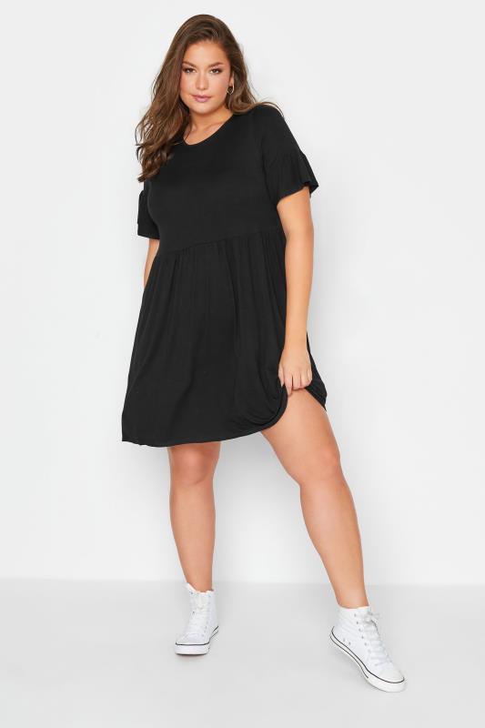 Plus Size Black Smock Tunic Dress | Yours Clothing 2