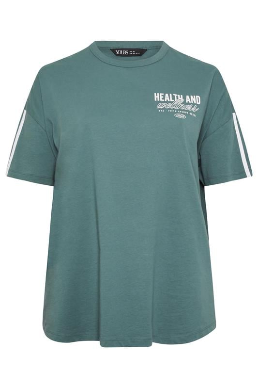 YOURS ACTIVE Plus Size  Blue 'Health & Wellness' T-Shirt | Yours Clothing 8