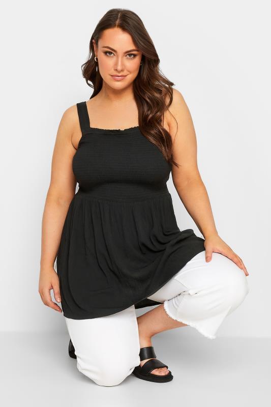 YOURS Plus Size Black Crinkle Vest Top | Yours Clothing 4