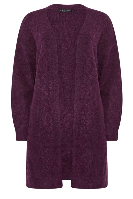 M&Co Berry Purple Cable Knit Cardigan | M&Co 5