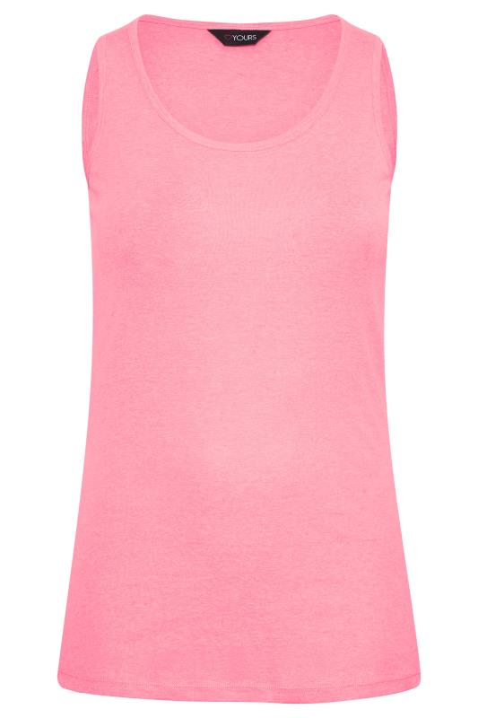Plus Size Pink Ribbed Jersey Vest Top | Yours Clothing  6