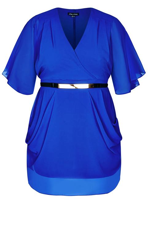 Evans Cobalt Blue Wrap Front Chiffon Dress 4