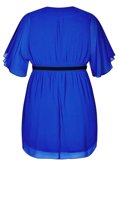 Evans Cobalt Blue Wrap Front Chiffon Dress 5