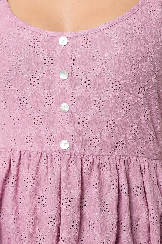 YOURS Plus Size Pink Broderie Anglaise Peplum Top | Yours Clothing 4