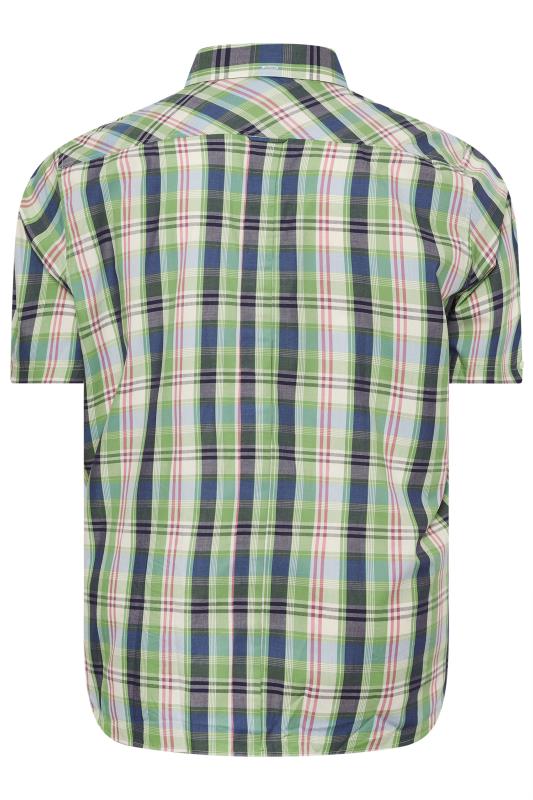BEN SHERMAN Big & Tall Green Gingham Check Short Sleeve Shirt | BadRhino 4