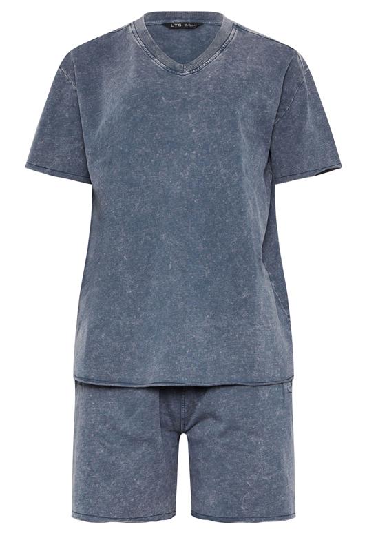 LTS Tall Women's Set Navy Blue Acid Wash T-Shirt & Shorts | Long Tall Sally 5