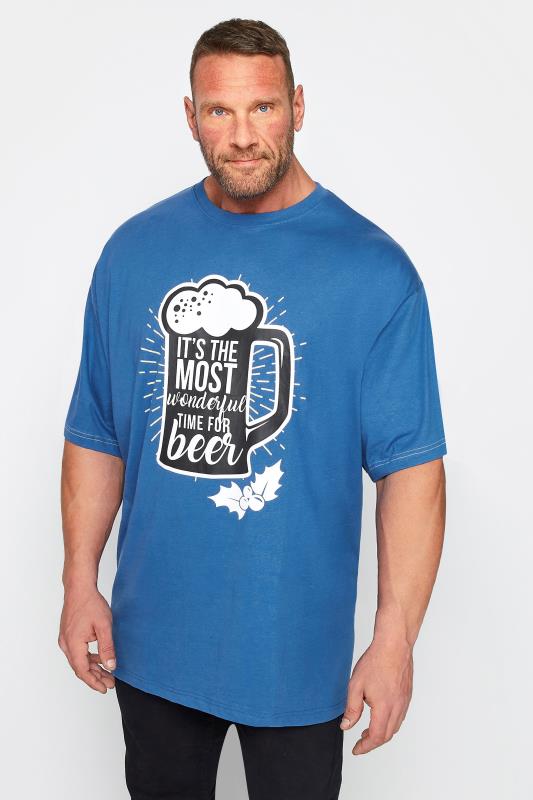 Men's  KAM Big & Tall Blue Beer Print T-Shirt